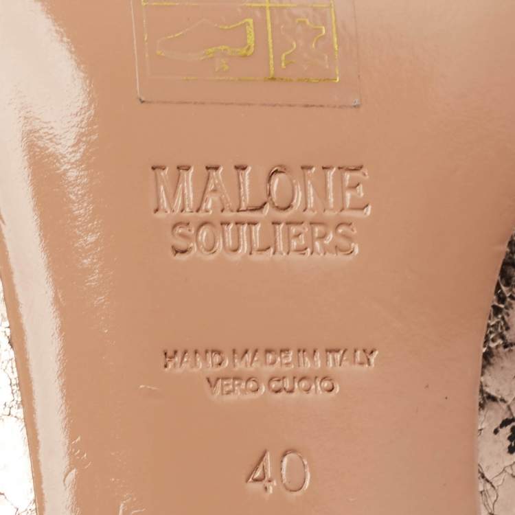 Pre Owned Malone Souliers Gold Metalic Leather Mules Size 40