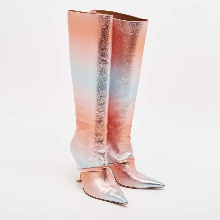 Pre Owned Malone Souliers Multicolor Leather Markle Knee Length Boots Size 40