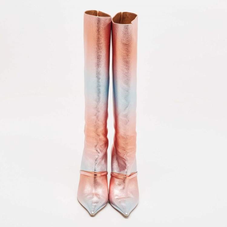 Pre Owned Malone Souliers Multicolor Leather Markle Knee Length Boots Size 40