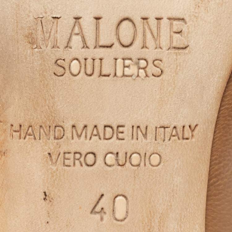Pre Owned Malone Souliers Brown/Beige Leather Maureen Pointed Toe Mules Size 40