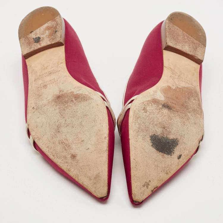 Pre Owned Malone Souliers Burgundy/Gold Leather and Satin Smoking Slippers Size 39