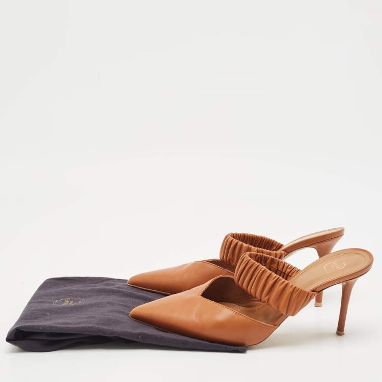 Pre Owned Malone Souliers Brown Leather Mathilda Mules Size 37