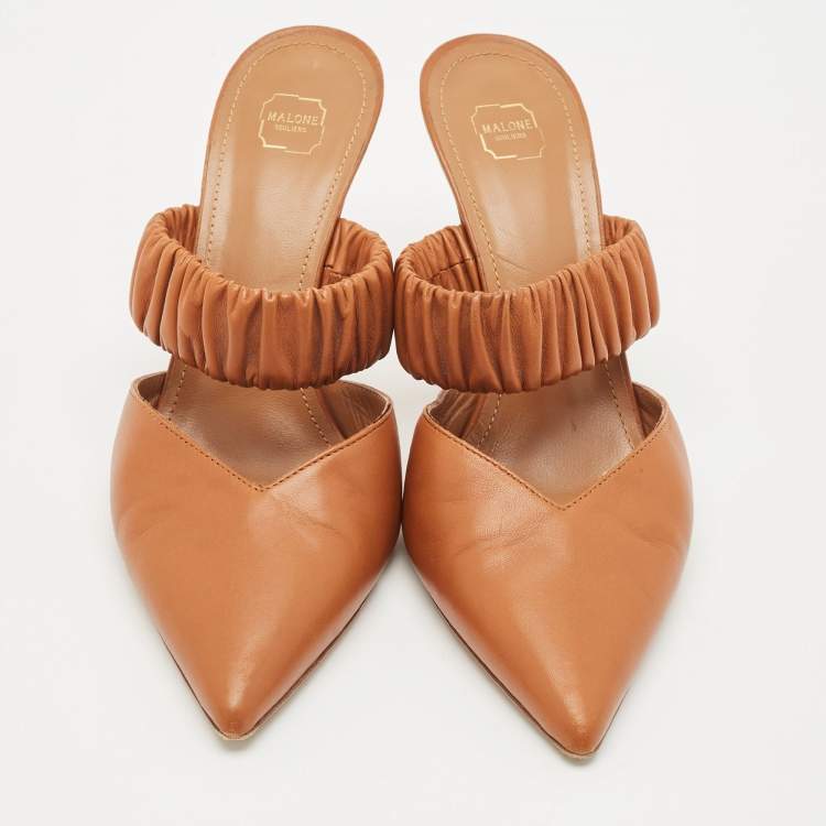 Pre Owned Malone Souliers Brown Leather Mathilda Mules Size 37
