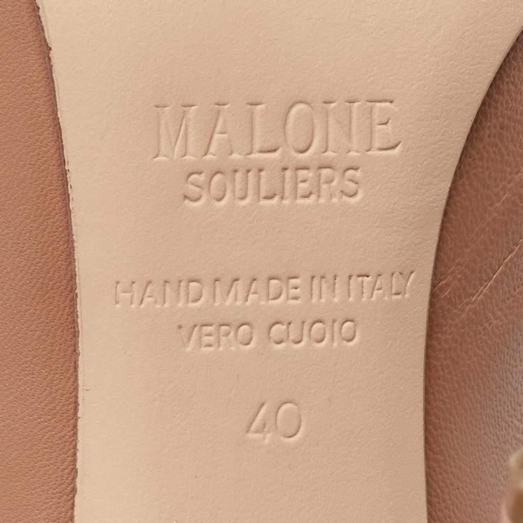 Pre Owned Malone Souliers Beige Leather Madison Pointed Toe Ankle Booties Size 40