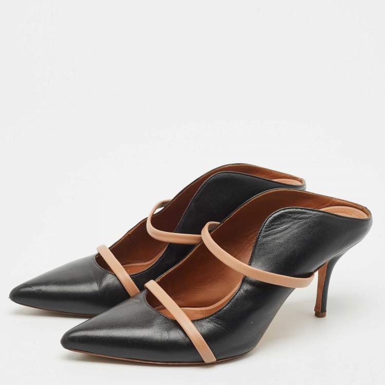 Pre Owned Malone Souliers Black Leather Maureen Heel Mules Size 41