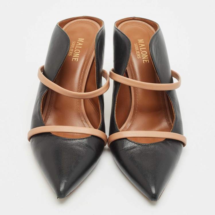Pre Owned Malone Souliers Black Leather Maureen Heel Mules Size 41