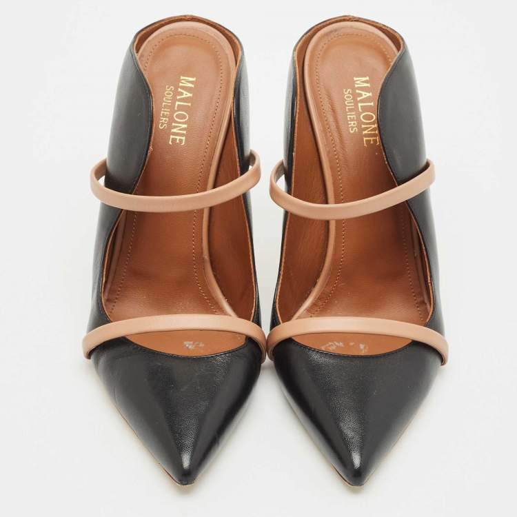 Pre Owned Malone Souliers Black/Beige Leather Maureen Pumps Size 38
