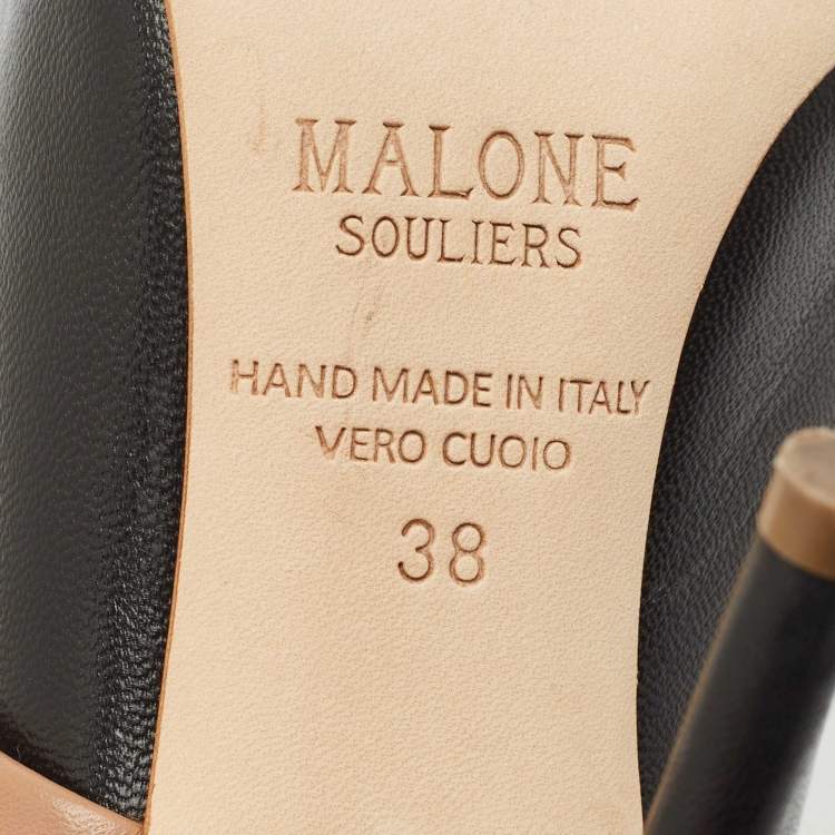 Pre Owned Malone Souliers Black/Beige Leather Maureen Pumps Size 38