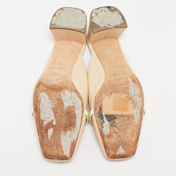 Pre Owned Malone Souliers Beige  Leather Carmen Mules Size 39