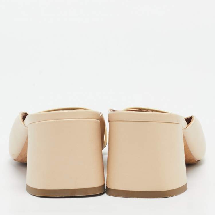 Pre Owned Malone Souliers Beige  Leather Carmen Mules Size 39