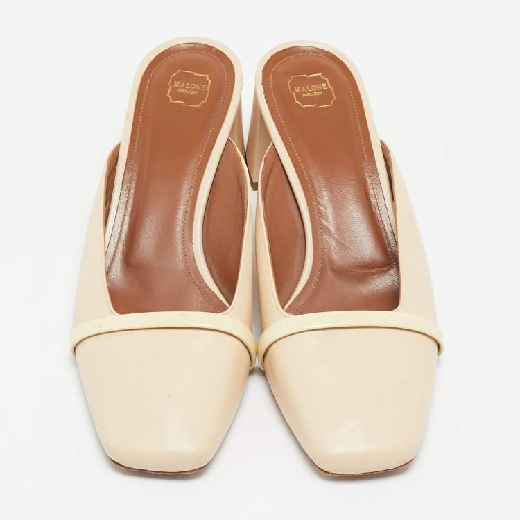 Pre Owned Malone Souliers Beige  Leather Carmen Mules Size 39