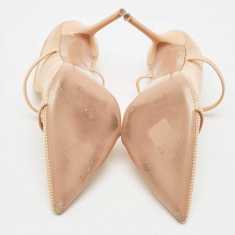Pre Owned Malone Souliers Beige Mesh and Leather Maureen Mules Size 41
