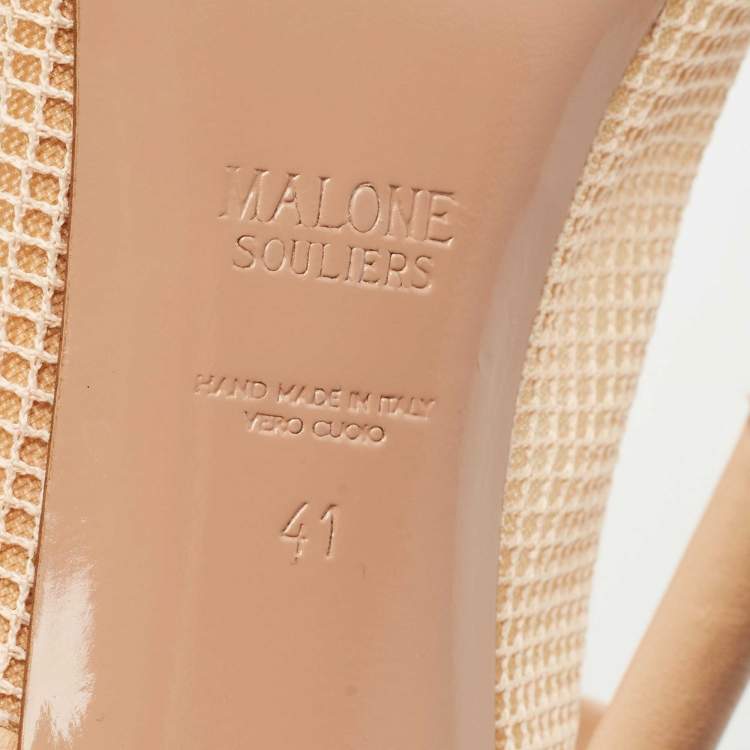 Pre Owned Malone Souliers Beige Mesh and Leather Maureen Mules Size 41