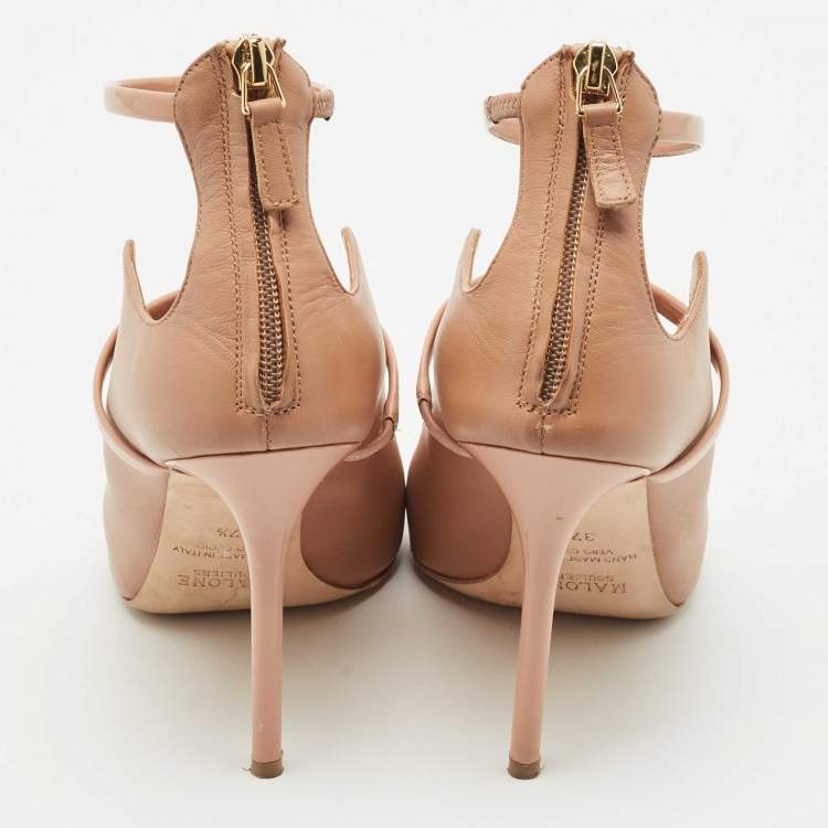 Pre Owned Malone Souliers Beige Leather Mika Pumps Size 37.5