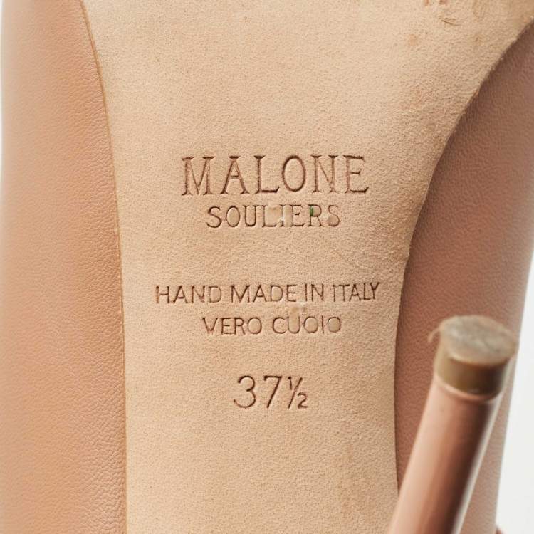 Pre Owned Malone Souliers Beige Leather Mika Pumps Size 37.5