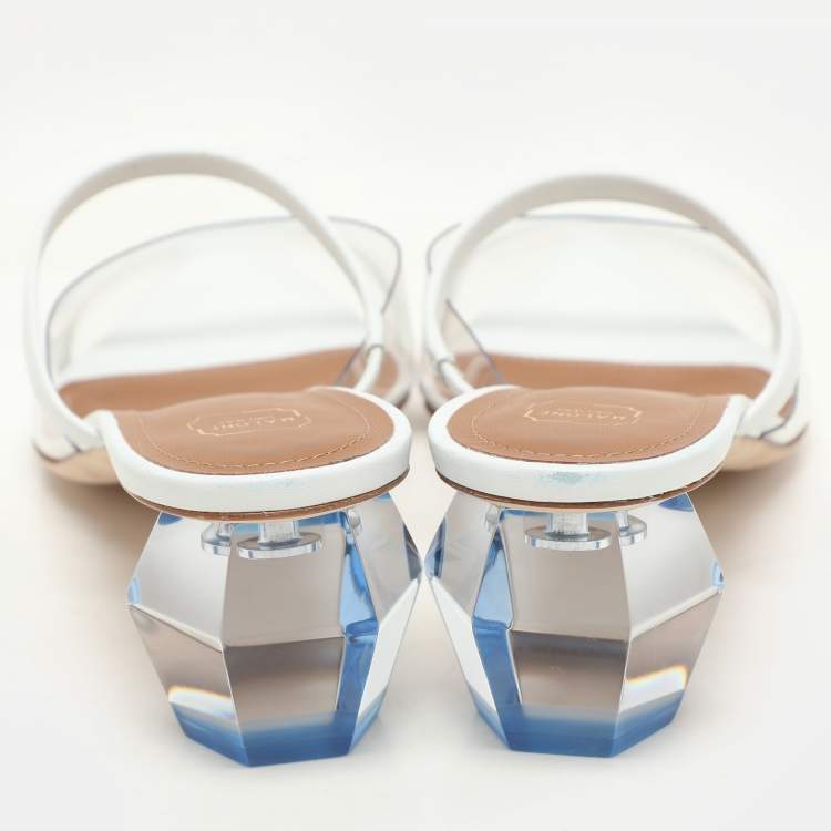 Pre Owned Malone Souliers Transparent/White Leather and PVC Lana Pumps Size 39
