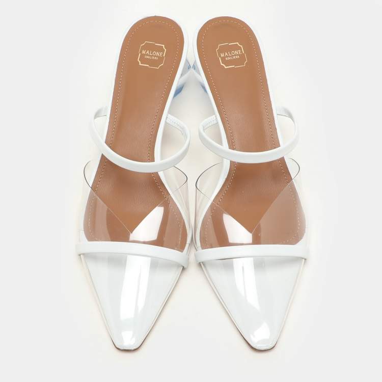 Pre Owned Malone Souliers Transparent/White Leather and PVC Lana Pumps Size 39