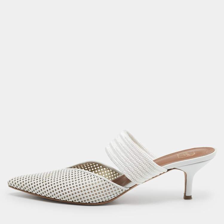 Pre Owned Malone Souliers White Leather Maisie Mules Size 40
