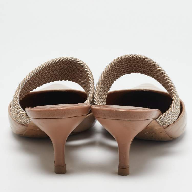 Pre Owned Malone Souliers Beige Croc Embossed Leather Maite Mules Size 40