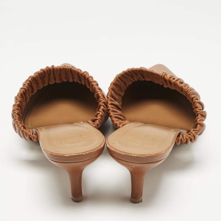 Pre Owned Malone Souliers  Brown Leather Matilda Mules Size 40.5