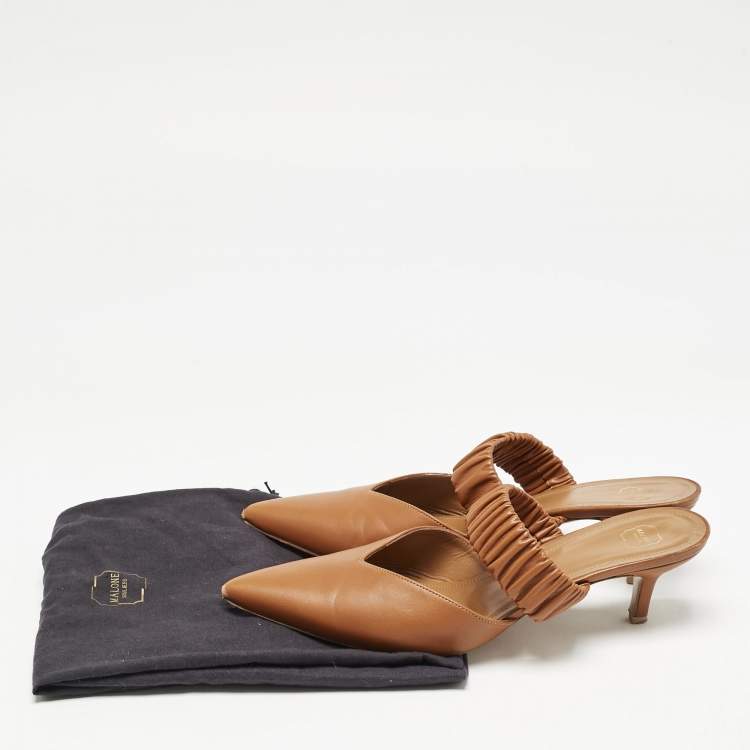 Pre Owned Malone Souliers  Brown Leather Matilda Mules Size 40.5