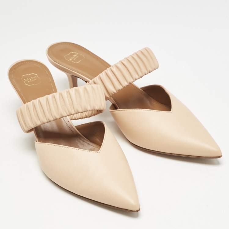 Pre Owned Malone Souliers Brown Woven Leather Maisie Mules Size 40.5