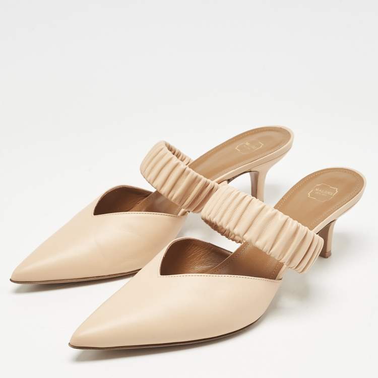 Pre Owned Malone Souliers Brown Woven Leather Maisie Mules Size 40.5