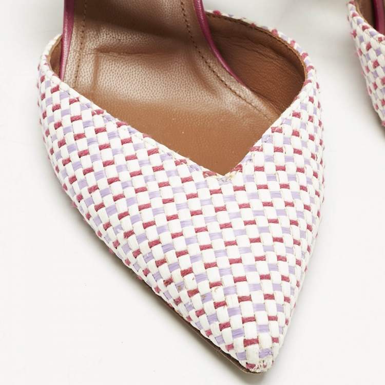 Pre Owned Malone Souliers Multicolor Raffia and Cord Maisie Mules Size 39.5