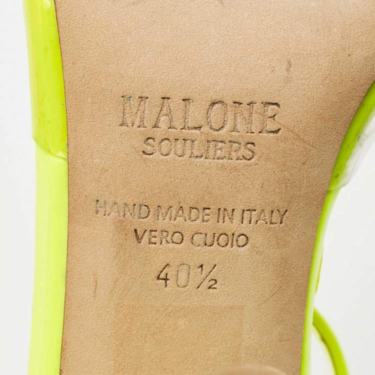 Pre Owned Malone Souliers Green/Transparent PVC Maureen Pointed Toe Mules Size 40.5