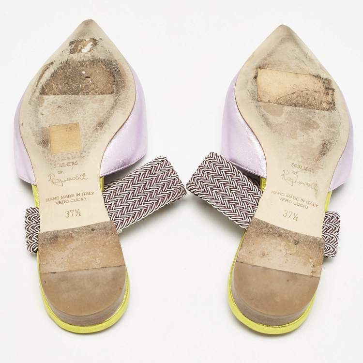 Pre Owned Malone Souliers Metallic Leather Maisie Mules Size 37.5
