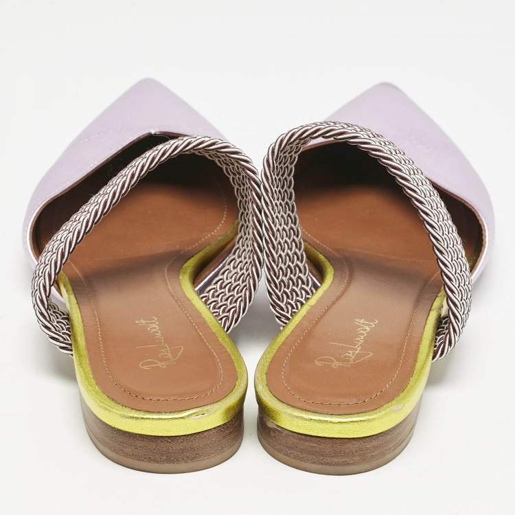 Pre Owned Malone Souliers Metallic Leather Maisie Mules Size 37.5