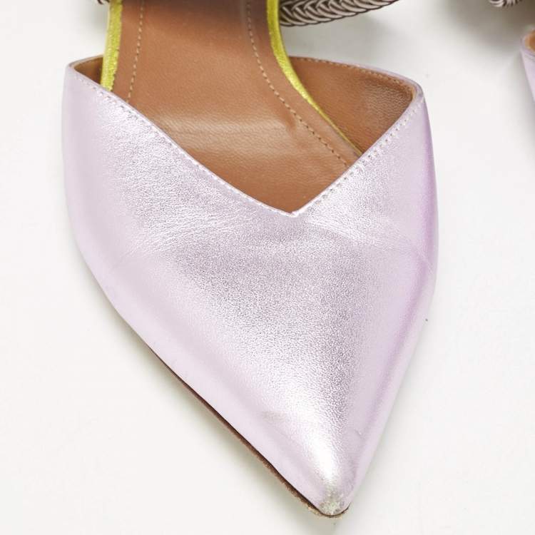 Pre Owned Malone Souliers Metallic Leather Maisie Mules Size 37.5