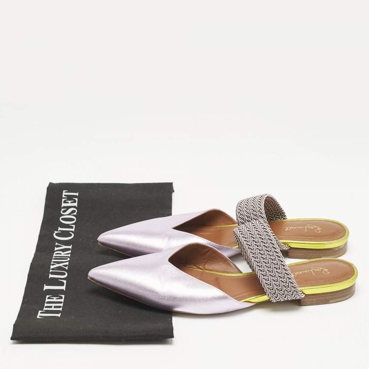 Pre Owned Malone Souliers Metallic Leather Maisie Mules Size 37.5