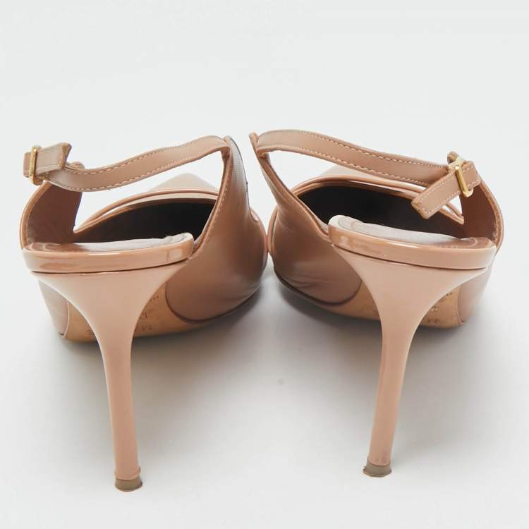 Pre Owned Malone Souliers Beige Leather and Patent Leather Marion Pumps Size 41