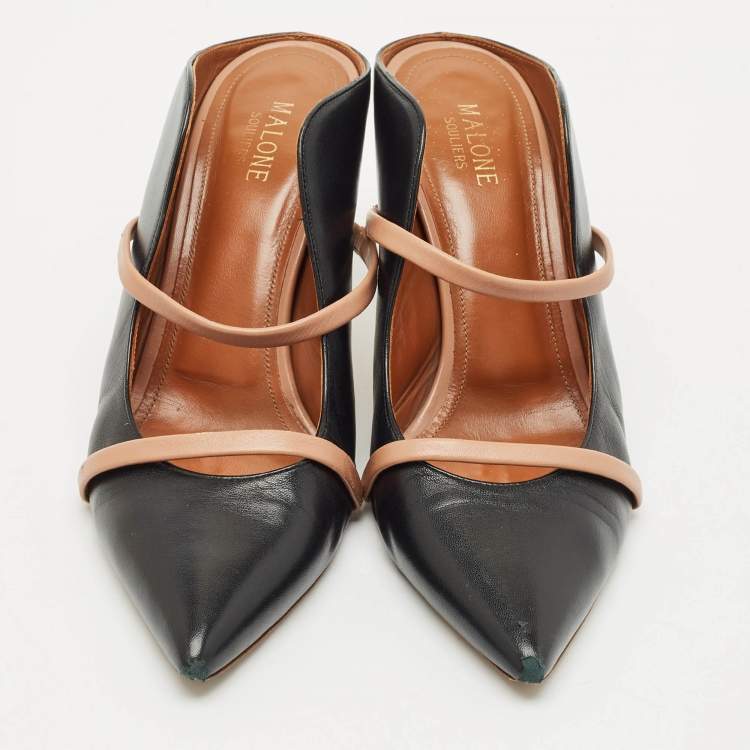 Pre Owned Malone Souliers Black Leather Maureen Heel Mules Size 41