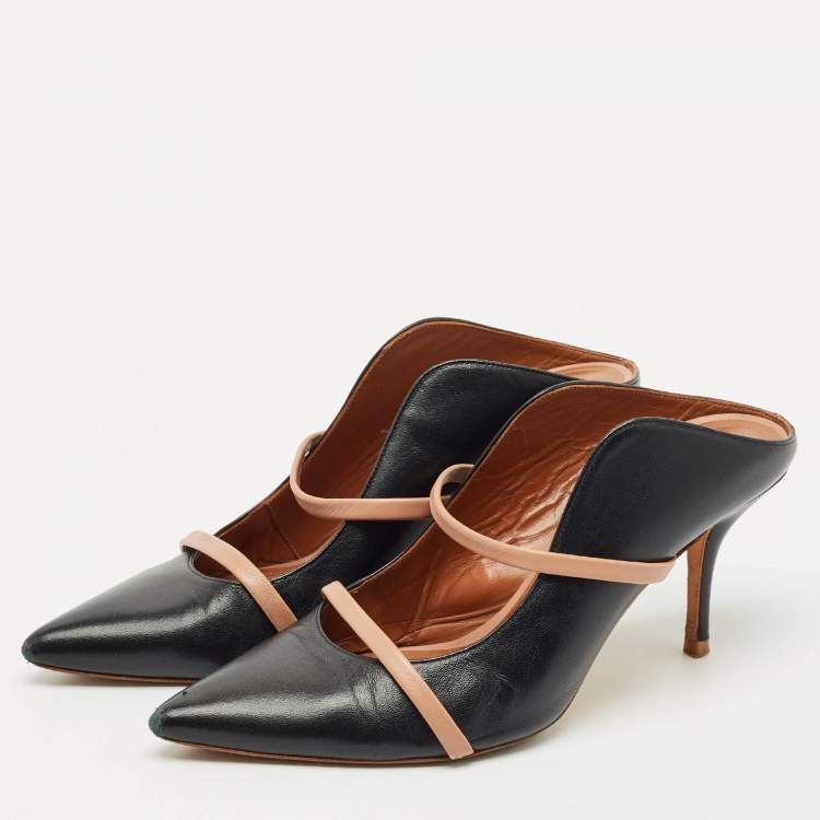 Pre Owned Malone Souliers Black Leather Maureen Heel Mules Size 41