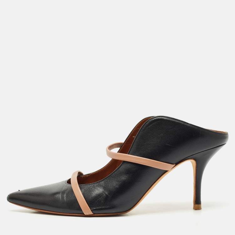 Pre Owned Malone Souliers Black Leather Maureen Heel Mules Size 41