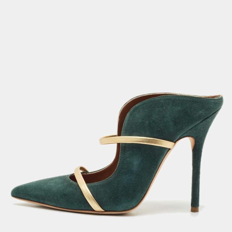 Pre Owned Malone Souliers Green Suede Maureen Pumps Size 37.5