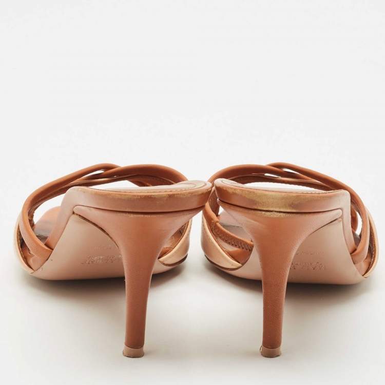 Pre Owned Malone Souliers Brown Leather Penn Slide Sandals Size 38