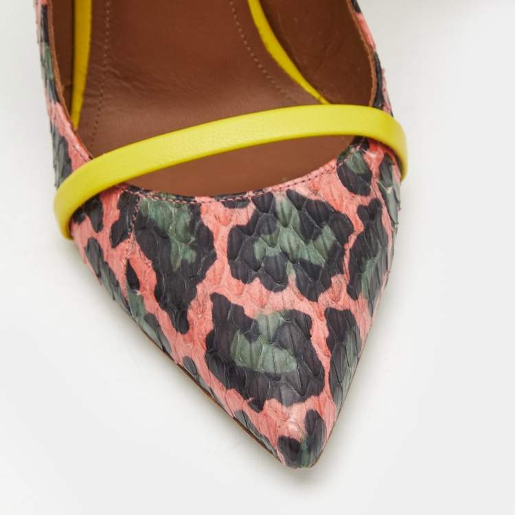 Pre Owned Malone Souliers Multicolor Elaphe Leather Maureen Mules Size 36.5