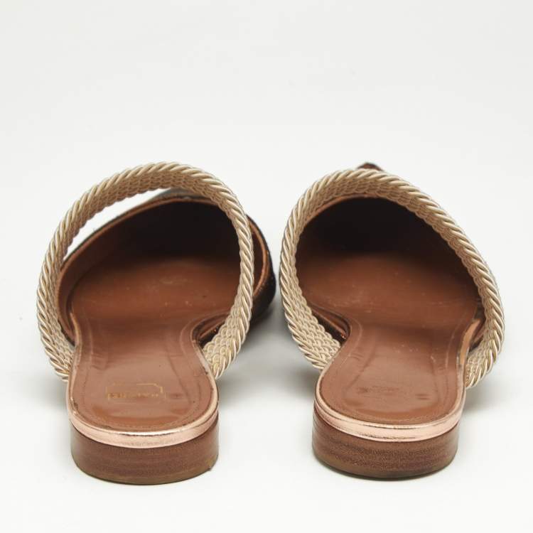 Pre Owned Malone Souliers Multicolor Brocade Fabric Maisie Flat Sandals Size 40