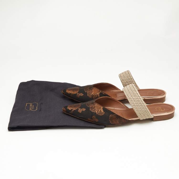 Pre Owned Malone Souliers Multicolor Brocade Fabric Maisie Flat Sandals Size 40