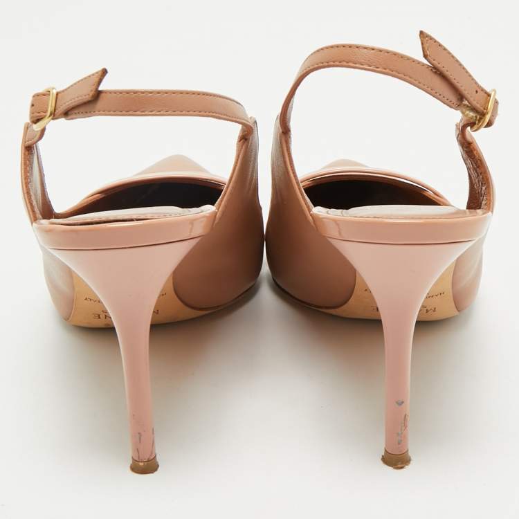 Pre Owned Malone Souliers Beige Leather Marion Pointed Toe Slingback Pumps Size 41