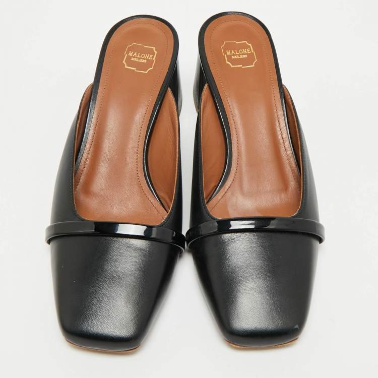 Pre Owned Malone Souliers Black Leather Square Toe Mules Size 35