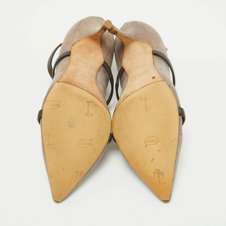 Pre Owned Malone Souliers Brown Suede Robyn Ankle Strap Pumps Size 36