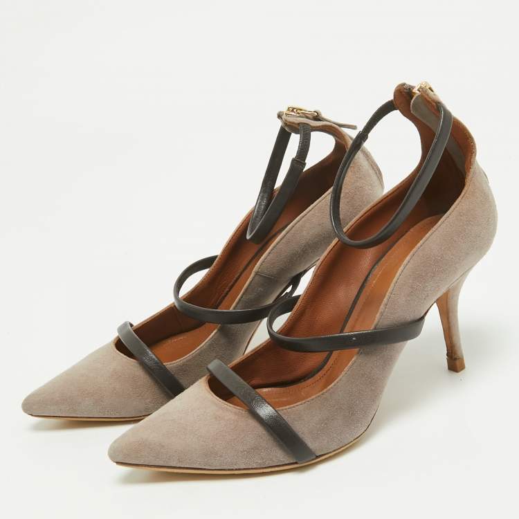 Pre Owned Malone Souliers Brown Suede Robyn Ankle Strap Pumps Size 36