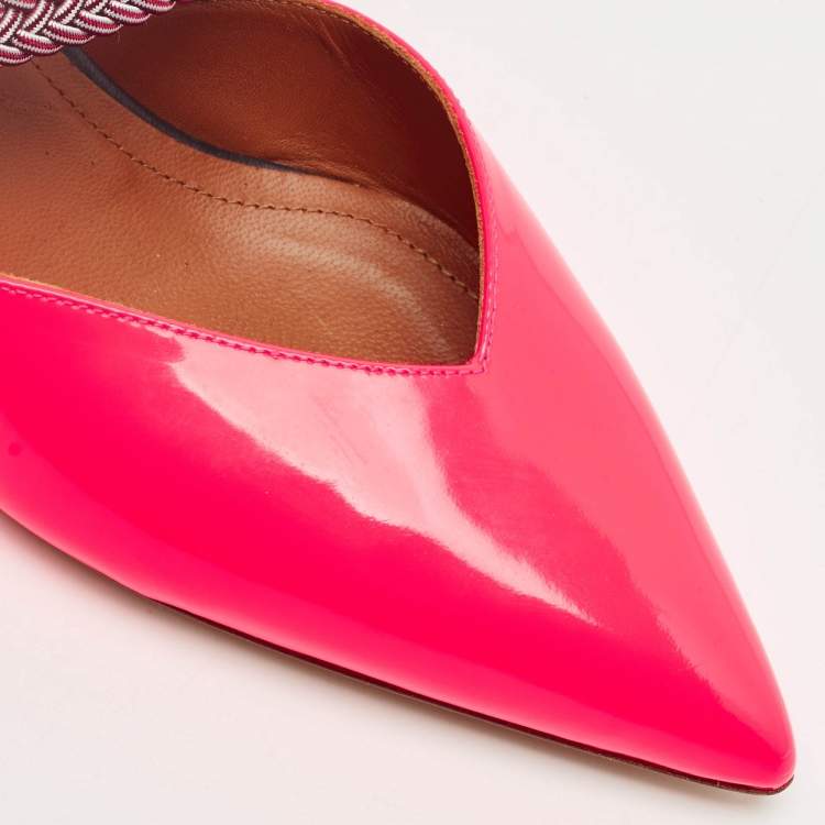 Pre Owned Malone Souliers x Roy Luwolt Pink Leather Slide Sandals Size 41