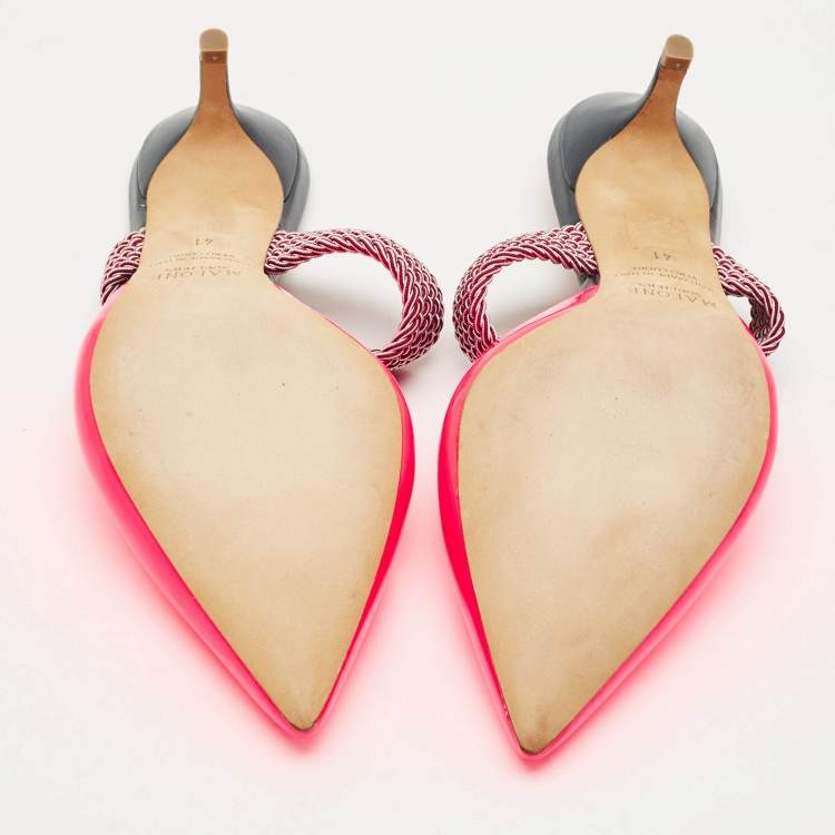 Pre Owned Malone Souliers x Roy Luwolt Pink Leather Slide Sandals Size 41