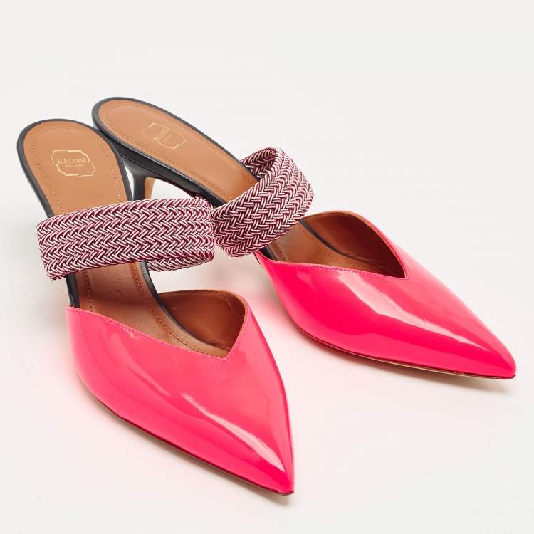 Pre Owned Malone Souliers x Roy Luwolt Pink Leather Slide Sandals Size 41