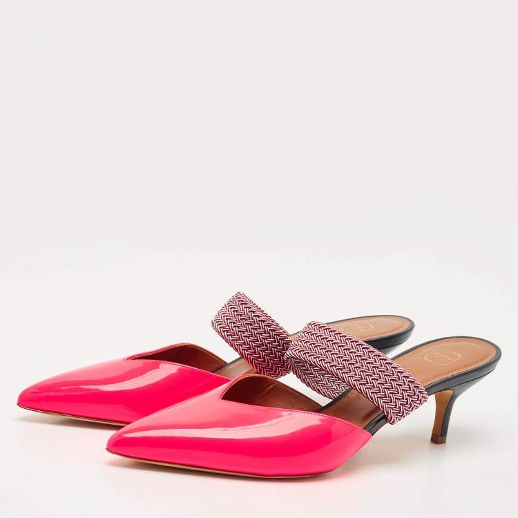 Pre Owned Malone Souliers x Roy Luwolt Pink Leather Slide Sandals Size 41